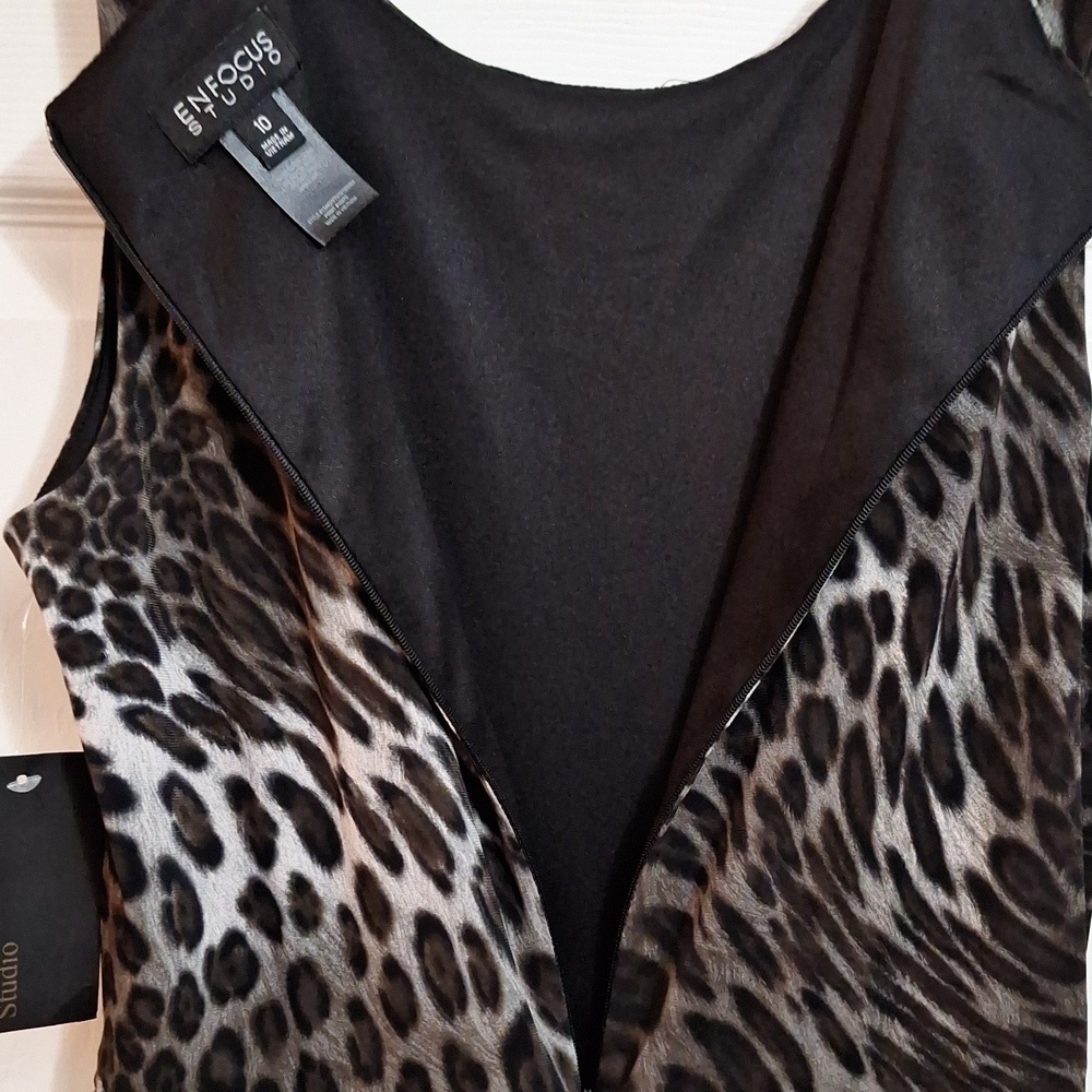 Enfocus Studio Animal print jumpsuit.Sz.100 Black Green - Picture 11 of 14
